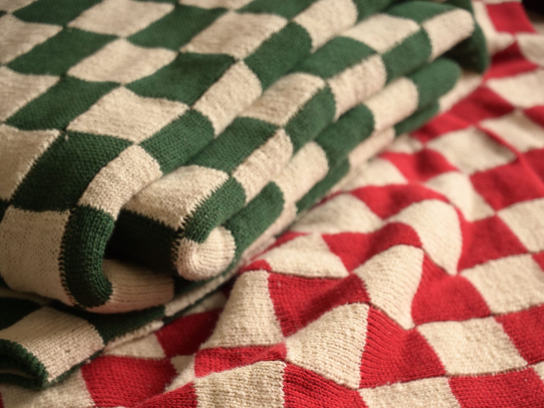 Green Checkerboard Throw