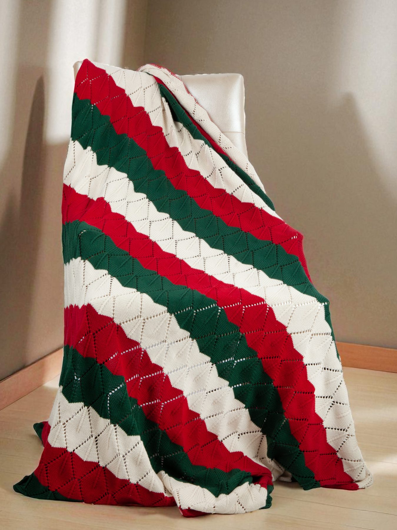 Diagonal Lace Stripe Throw