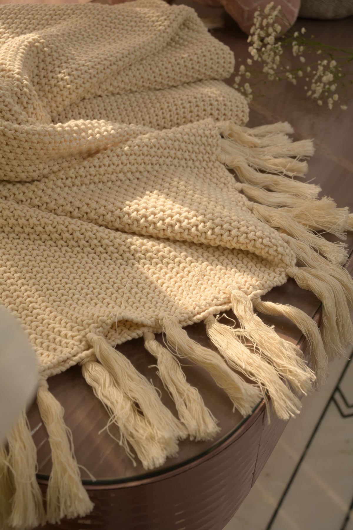 Fringed Knit Throw