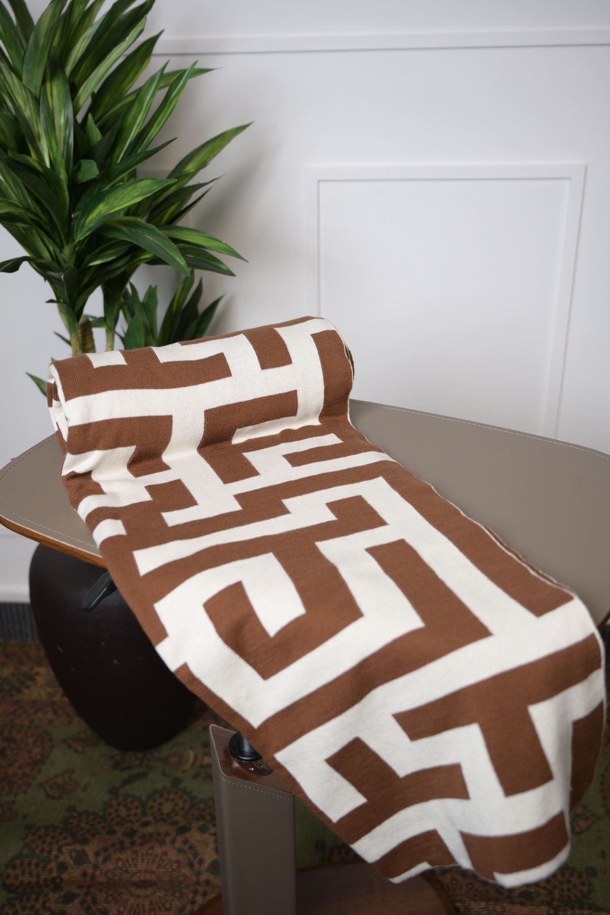 Brown Maze Print Throw