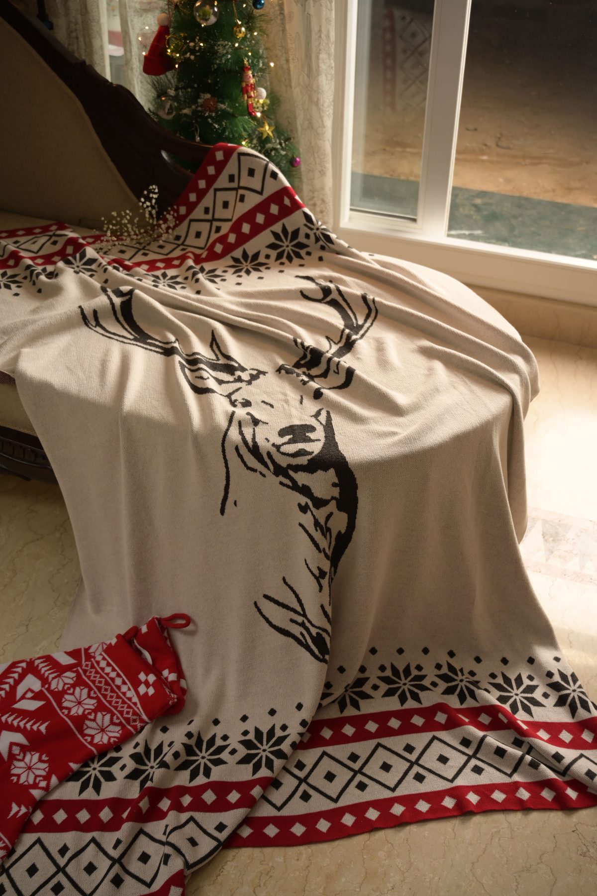 Reindeer Fair Isle Throw